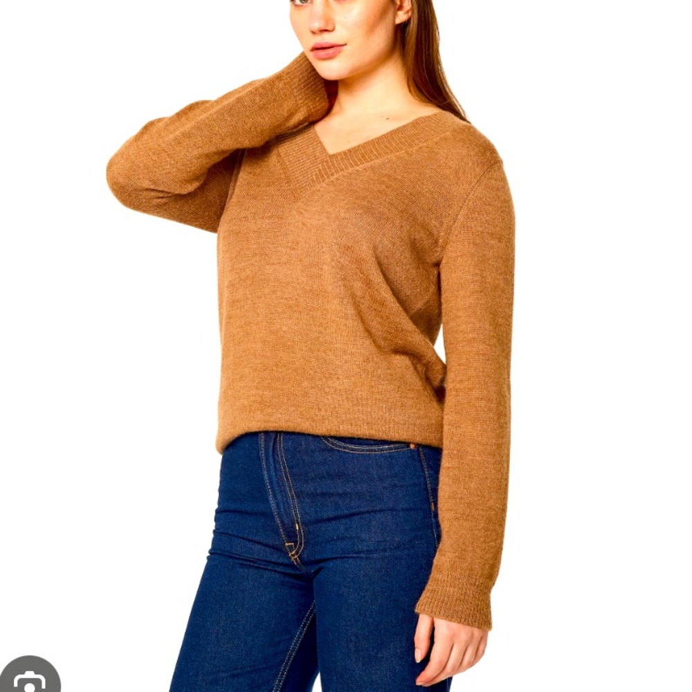 Aritza Wilfred Alpaca Blend VNeckline Cropped Long Sleeve Sweater Size S